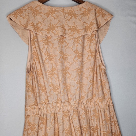 Zara Midi Wrap Texture Ruffled‎ Dress Large Jacquard style fabric Orange - Picture 7 of 11